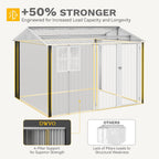 dwvo 10x8ft metal outdoor storage shed with window, front angle view