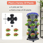 DUNCHATY Stackable Planter, Vertical Garden Planter with Wheels and Garden Tools, Strawberry Planter Indoor/Outdoor 5 Tier Herb Planter Pots for Growing Vegetables and Succulents,Dark Gray