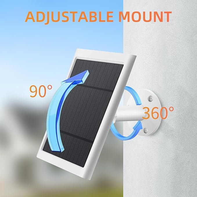 6 Pack IP65 Solar Panel for Rings Camera, 4W Solar Charger Compatible with Rings Spotlight &All-New Stick Up Outdoor Cam Battery, 10ft Long Cable with USB-C to Barrel Plug Adapter