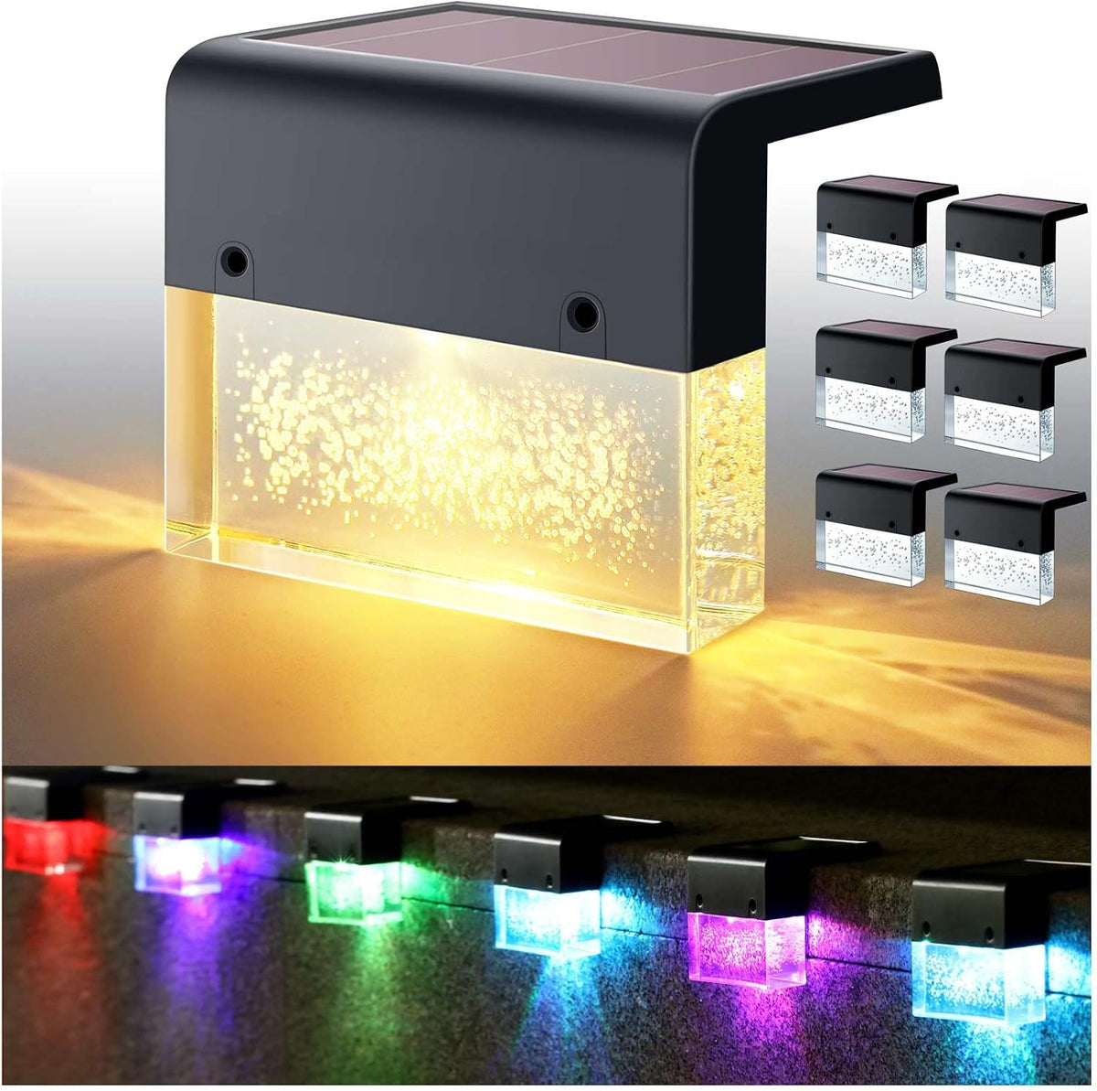 denicmic solar deck lights outdoor waterproof 6 pack, main product view