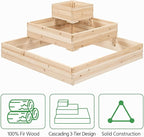 Yaheetech 3 Tier Wooden Raised Garden Bed 44.5'' L×44.5″ W×20.5″ H, Horticulture Open-Bottom Planter Raised Garden Bed for Flowers/Herbs/Vegetables Planter Flower Box