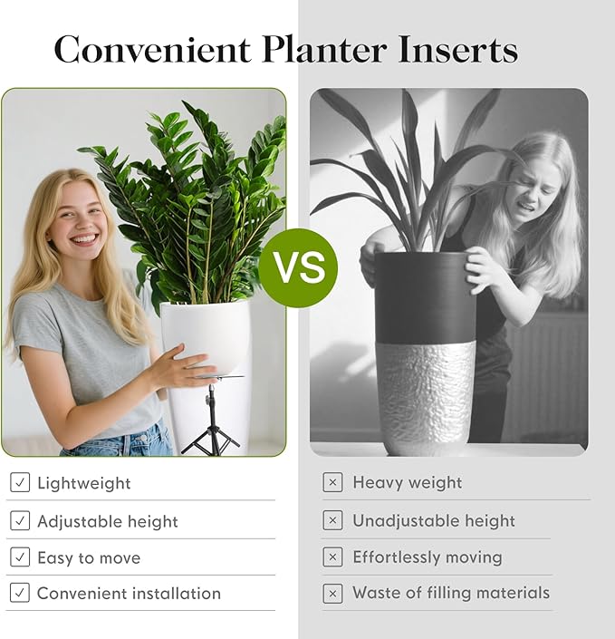 AZEAM Adjustable Plant Risers for Inside Pots, 2 PCS Planter Inserts Fillers for Large Flower Pots, Height Planter Lifter Stand for Outdoor Indoor Plants, 13"- 24" Raise with 4"-12" Top Support