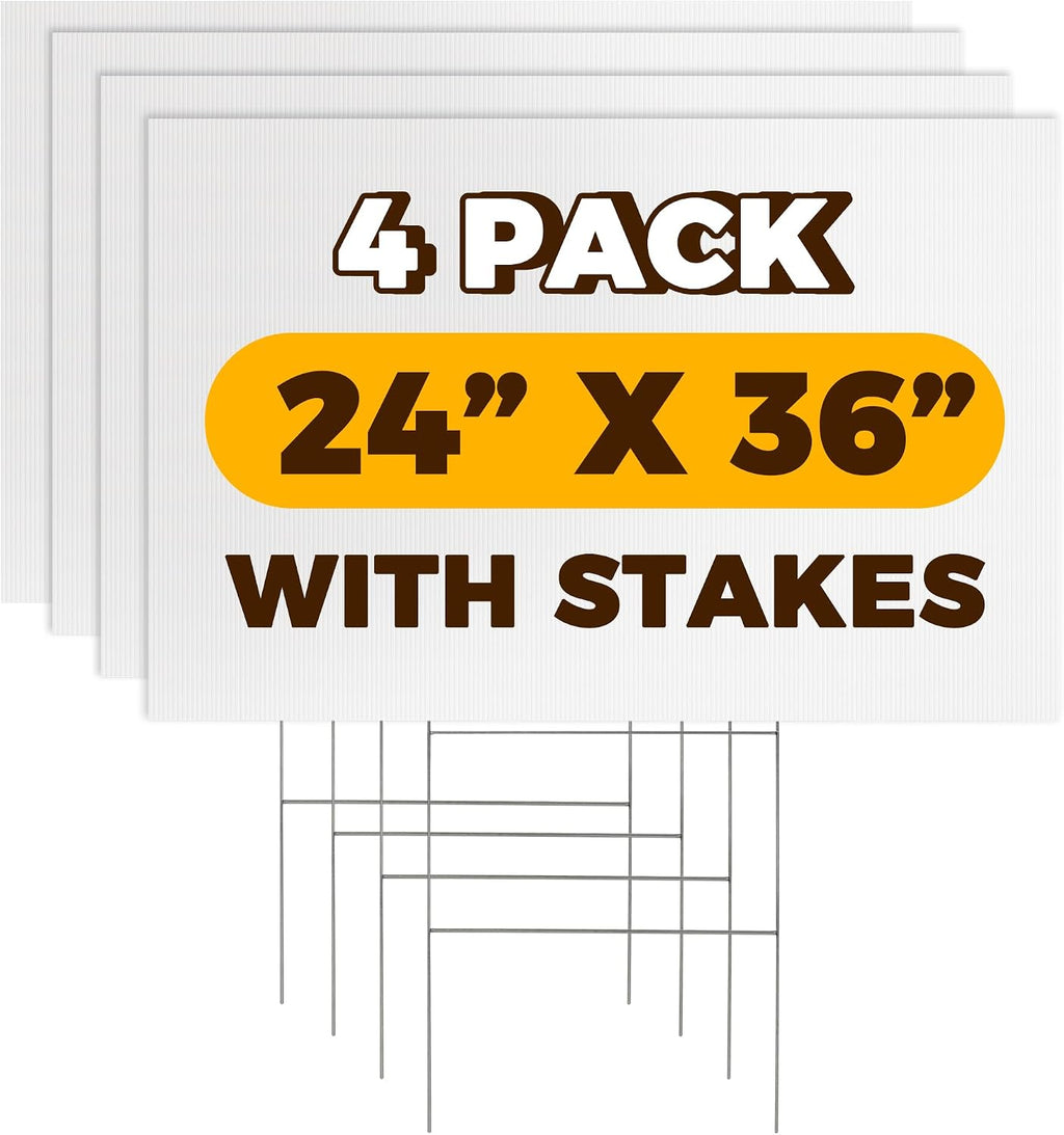 36 inch plastic blank yard signs with stakes, main product view