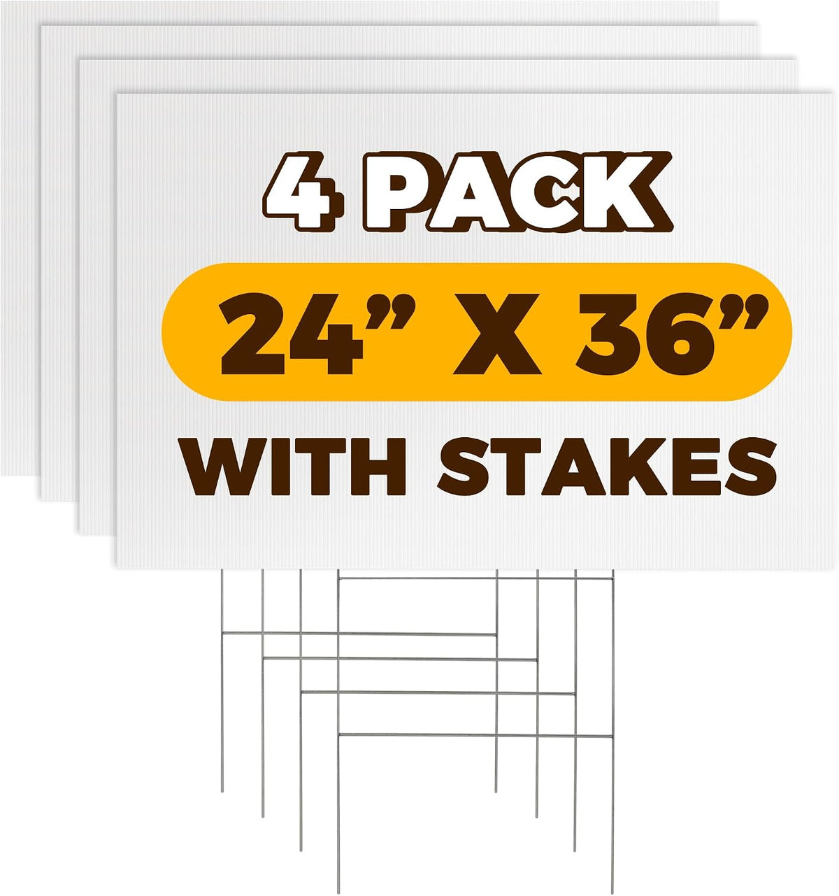 36 inch plastic blank yard signs with stakes, main product view
