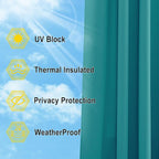 NICETOWN Outdoor Curtainch for Patio Waterproof 100 inch Wide, Thermal Insulated Rustproof Grommet UV Blocking Cabana Curtainch & Drape, Privacy Safe Shade for Gazebo, Peacock Teal, 1 PC, 95-Inch Long