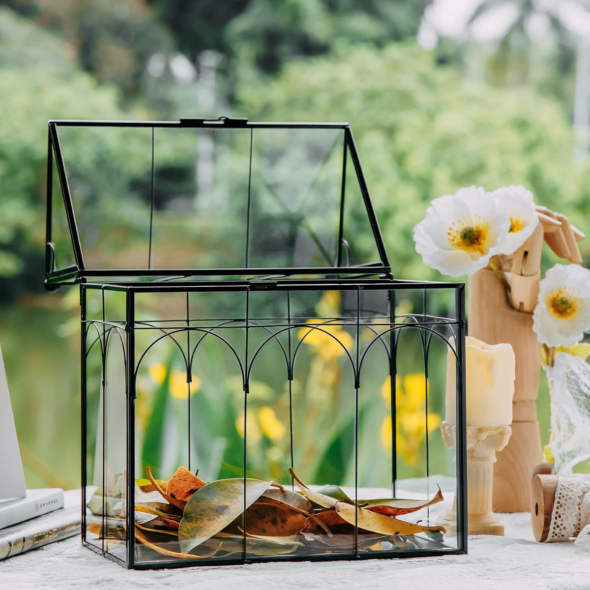 ncyp glass terrarium with lid for cacti, moss, package contents