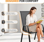 VINGLI Patio Chairs Set of 4 – Stackable Outdoor Dining Chairs with Comfortable Sling High Back Chairs and Armrests for Lawn, Poolside, Courtyard, Balcony, Garden, Black
