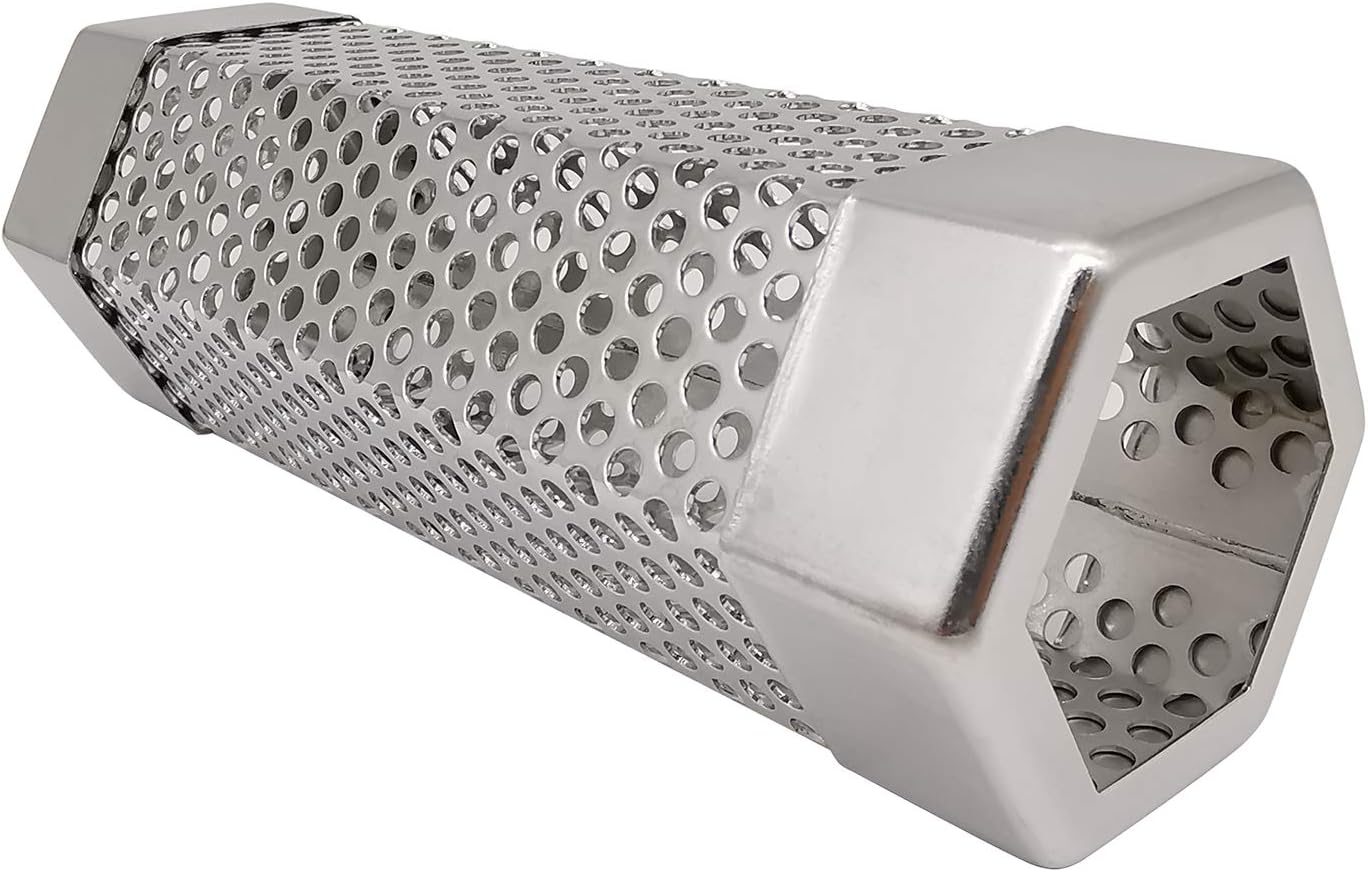 Smoker Smoke Tube Box for Pellets Grill, 6" Hexagon, 1Pack | 304 Stainless Steel BBQ Cold Smoker Generator Tube, 2.5 Hours of Billowing Hot or Cold Smoking