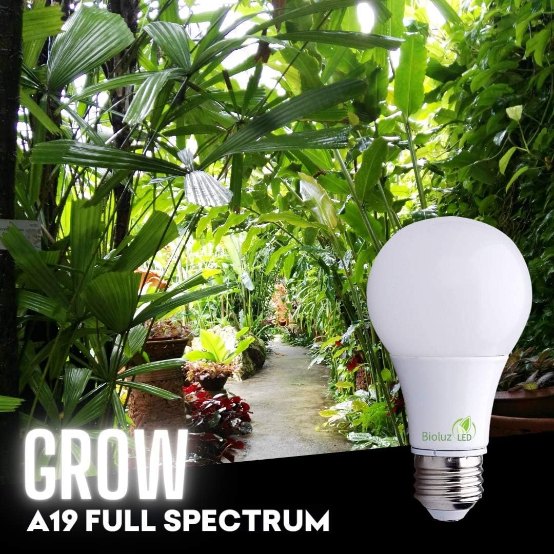 Full Spectrum Grow Light Bulbs for Indoor Plants, A19 9W LED Bulbs Indoor Outdoor Energy-Efficient 3000K Soft White Plant Light Bulbs FCC RoHS Compliant UL Listed