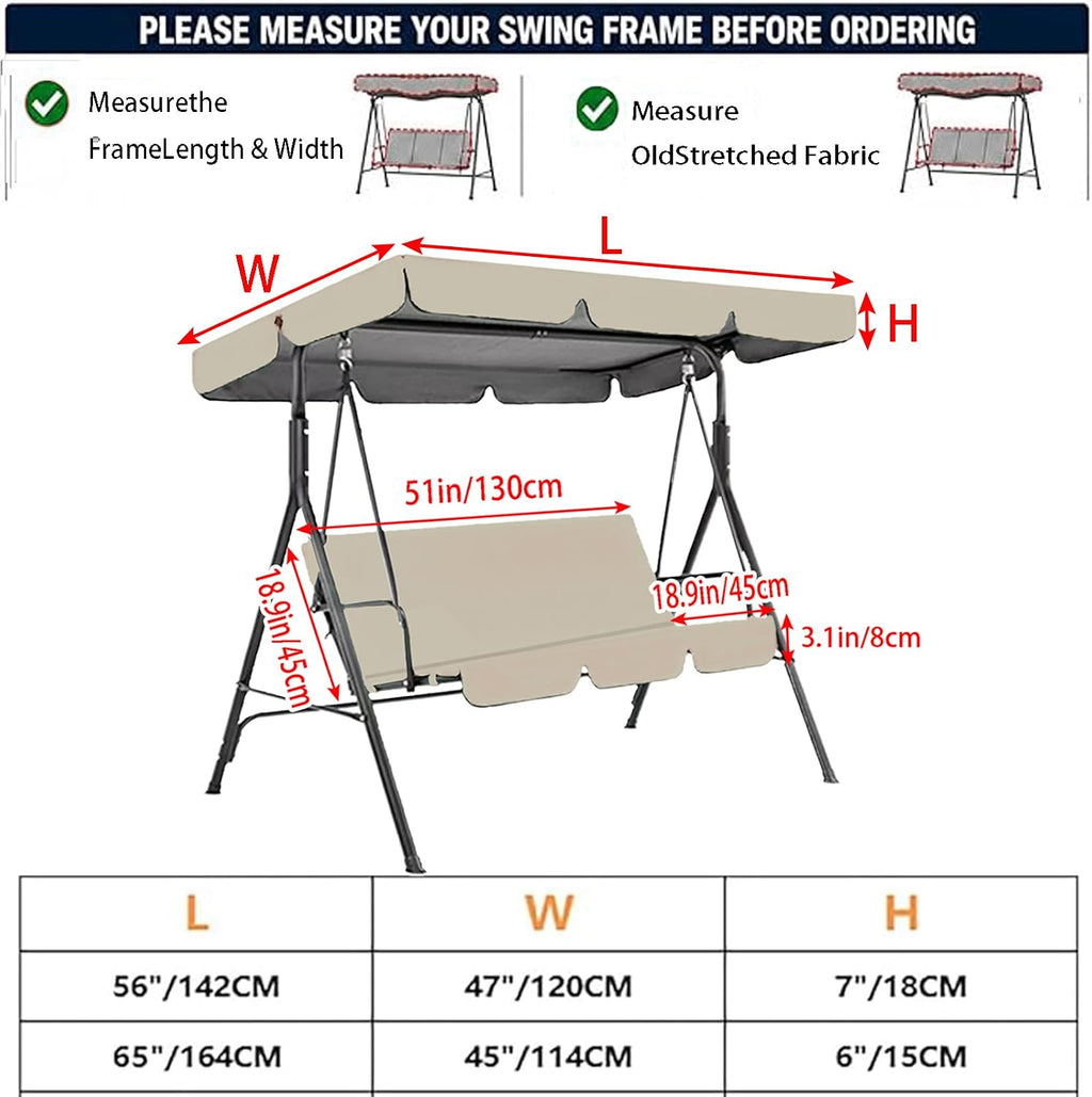 Patio Swing Cushion Set Replacement Canopy Swing Seat for 2/3/4 Seater Swings Chairs,Patio Hammock Swings Canopy Cushion Replacement Cover 210D Oxford Cloth Waterproof,Green 2,56 * 47in+51 * 18.9in