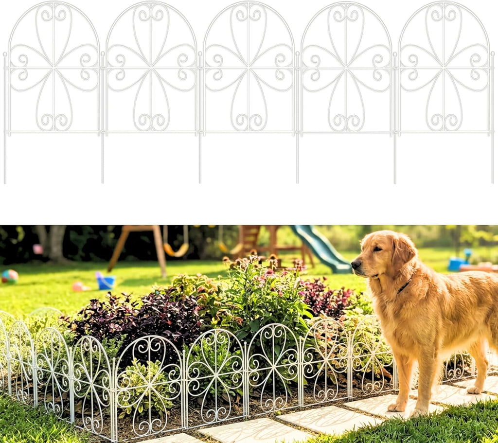 shoplala garden fence (10 panels) 12.5inx16.5in white metal, main product view
