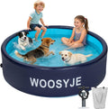 Inflatable Dog Pool, Foldable Pet Swimming Pool - 47.5" Pet Bath Pool & Kiddie Pool, PVC, Quick Drain, Non-Slip, Collapsible Swimming Pool for Large Medium Small Dogs, Cats, Kids, Backyard, Beach