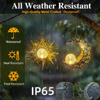 Solar Hanging Lights Outside,Outdoor Lanterns Waterproof Garden Mom Gifts | 20×7.9In Bronze Metal ,Individual Hang,Crackle Glass,8-10Hrs,Patio Tree Decor,Yard Decorations,Wall Art,Vintage Gift for Mom