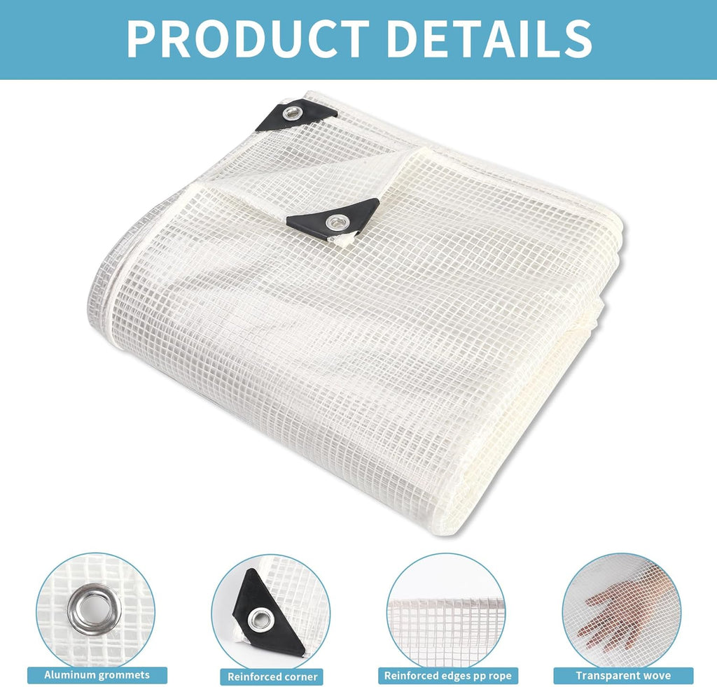 clear tarp 12x20ft, greenhouse tarp 10mil for outdoor, close-up detail