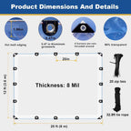12x20ft clear tarp with grommets, transparent heavy duty, package contents