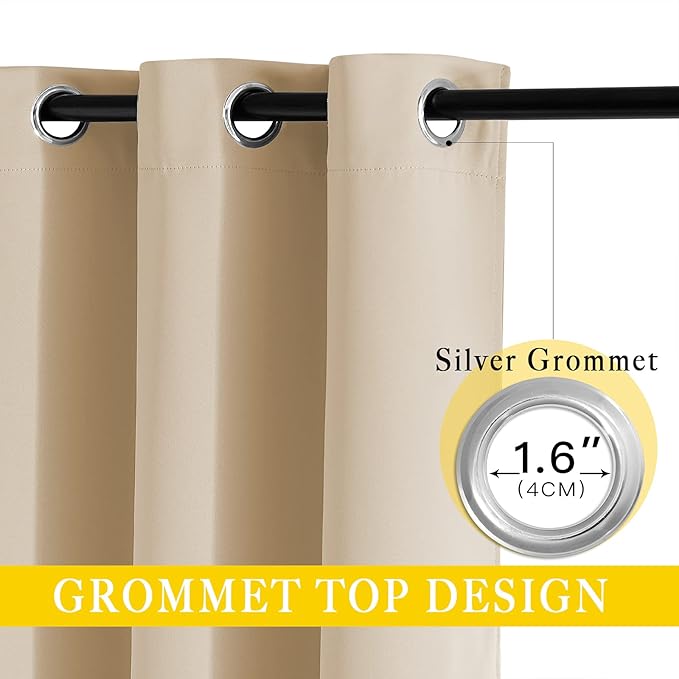NICETOWN Sliding Door Curtain for Living Room, Blackout Patio Curtain & Drape Privacy Thermal Insulated Window Treatment for French/Patio Door (1 Panel, Biscotti Beige, W80 x L90)