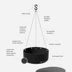 Veradek Mason Series Hanging Kona Planter - Round Planter for Outdoor Balcony/Patio | Made from Plastic-Stone Composite with Hanging Attachment | Modern Décor for, Flowers, Succulents, Small Plants