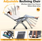 Slendor Oversized Zero Gravity Chairs XXL, 33In Recliner Chair, Dark Gray | Reclining Lounge Chair, Folding Anti Gravity Chairs w/Aluminum Alloy Lock, Removable Cushion&Headrest, 500lbs, for Lawn Patio