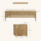 Grand patio 15-Piece Patio Furniture Set with 47" Fire Pit Table, Outdoor Conversation Set & 50,000 BTU 47 Inch Rectangle Propane Fire Pit & Storage Box with Water Resistant Thick Cushions, Cream