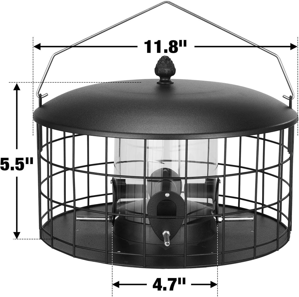 veehoo squirrel proof bird feeders for outdoors hanging showing dimensions