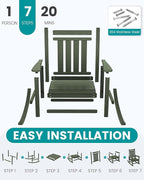 SERWALL Oversized Outdoor Rocking Chair Set of 4, HDPE Rocker for Adults, Patio Rocking Chairs for Porch, Avocado Green