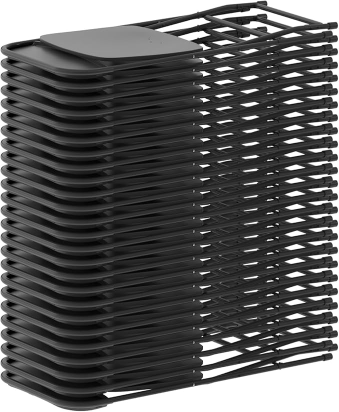 Flash Furniture Hercules Series Plastic Folding Chairs for Parties and Weddings, Stackable Commercial Event Seats with 650-lb. Static Weight Capacity, Set of 2, Black