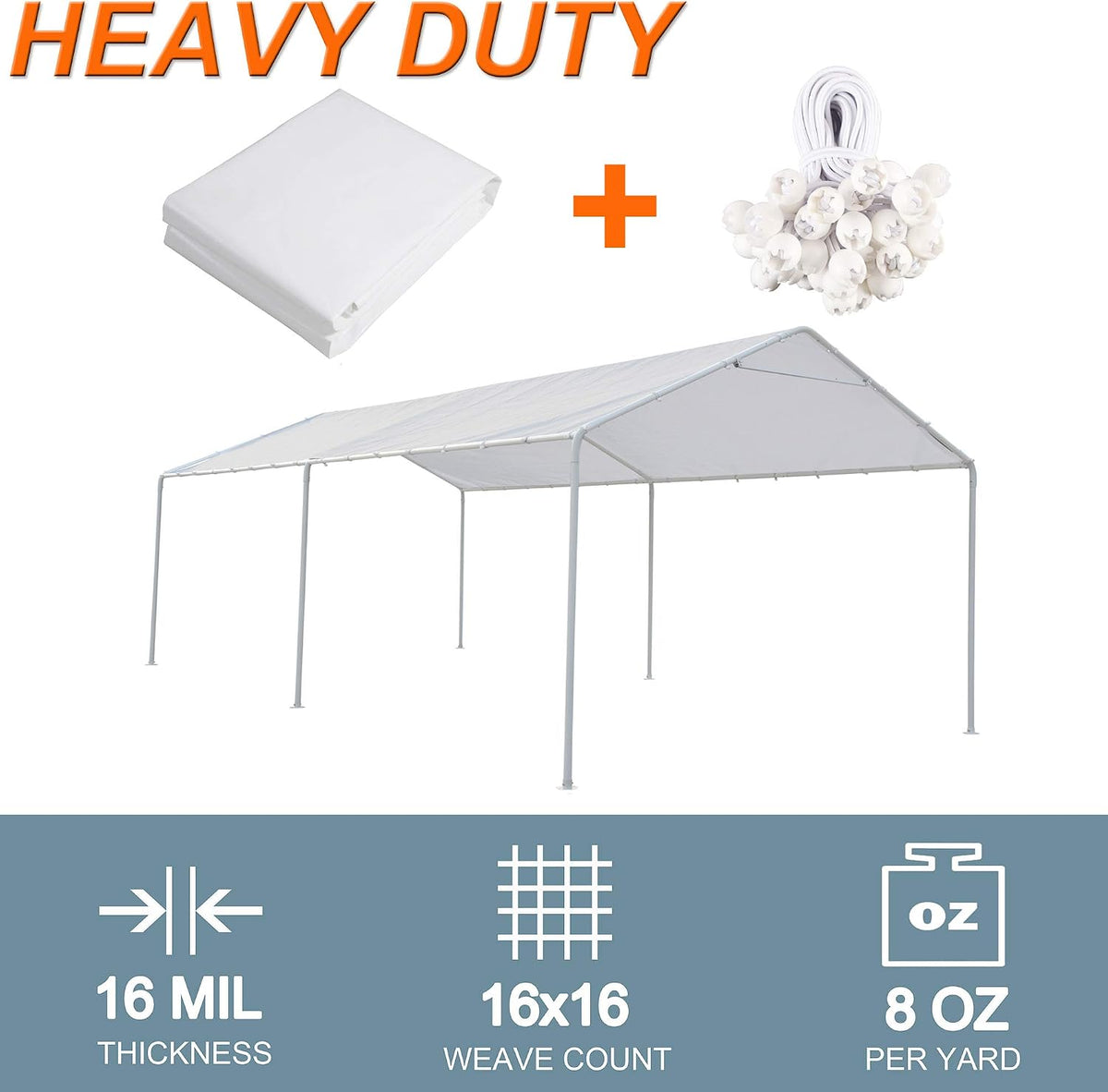 thanaddo 10 x 20 ft carport replacement canopy, close-up detail
