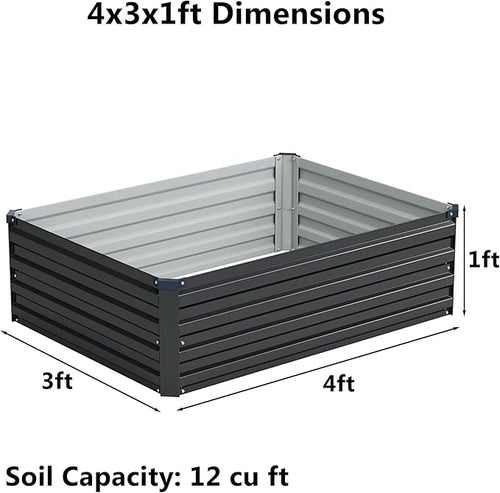 4x3x1 ft(2 Pack) Galvanized Raised Garden Bed,Outdoor Planter Box Metal Patio Kit Planting Bed for Vegetables Flowers and Succulents,Black