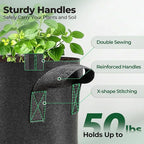 T4U 3 Gallon Grow Bags, Upgrade Grow Bags with Handles, Heavy Duty Thickened Nonwoven Fabric Pots, 3 Gallon Pots for Plants, Rosemary, Chamomile, Onion (5 Pack)