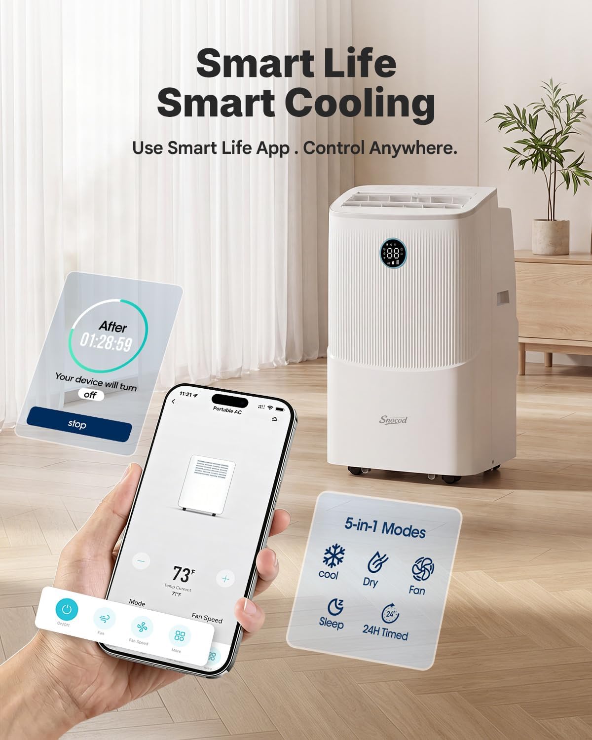 16000 btu portable air conditioners, cools up to, close-up detail