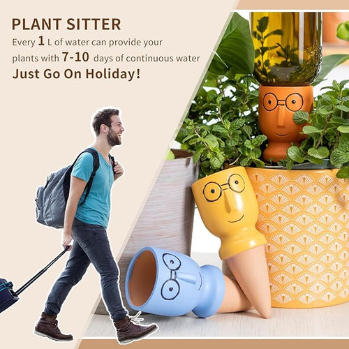 4 PCS Plant Watering Devices, Terracotta Watering Spikes Self Watering Planter Insert Plant Watering Globes for Indoor Outdoor Plants Automatic Vacation Plant Waterer with Slow Release Watering System