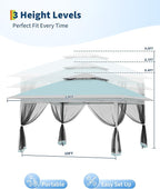 Canopy Tent 12x12 ft, Pop Up Gazebo One-Push Setup with 4 SandBags for Backyard Parties and BBQs, Mosquito Netting & Height Adjustable - Lake Blue