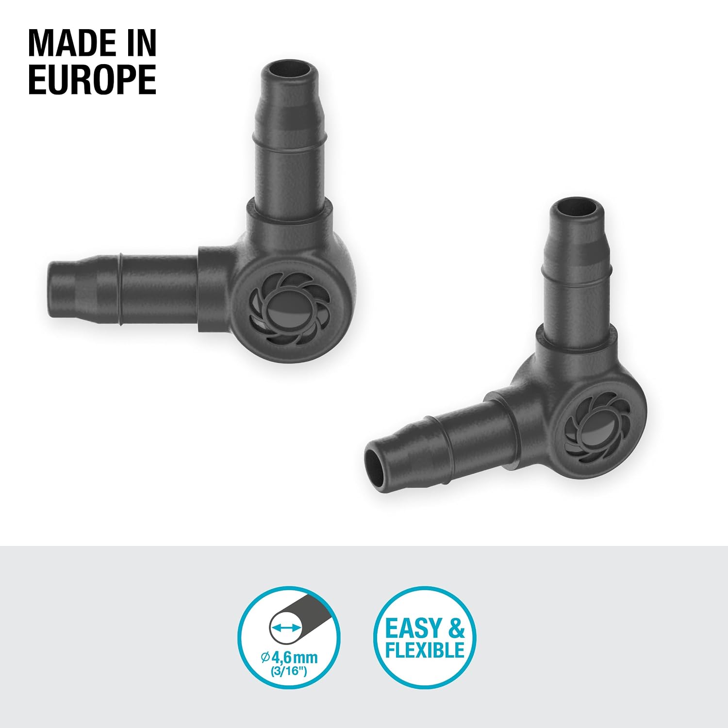 Gardena Micro-Drip-System L-Piece 4.6 mm (3/16 inch): Change Direction of Supply Pipes and Irrigation Lines by 90 Degrees, Kink-Free Installation, Easy & Flexible Connection Technology (13212-20)