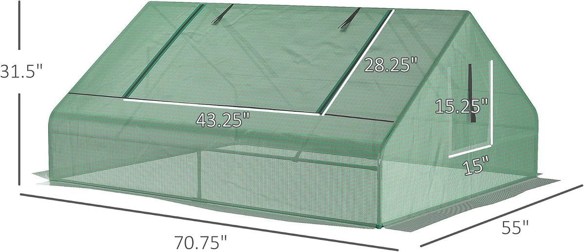outsunny 71" x 55" x 32" mini greenhouse on a desk or shelf