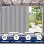 PureFit Outdoor Curtains for Patio Waterproof Weatherproof, UV Resistant Outside Curtains for Gazebo, Front Porch, Pergola, Sun Blocking Privacy Curtain, 100W x 108L inch, 1 Panel, Light Gray