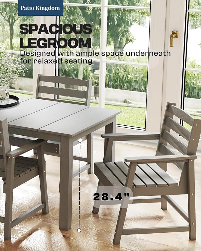 9-Piece Grey Outdoor Dining Set with White 15FT Large Patio Umbrella, 75.2'' HDPE Table & Chairs for 8, Weather-Resistant Furniture with Umbrella Hole for Patio, Lawn, Poolside