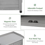 Outdoor Storage Cabinet & Potting Bench Table with Metal Top, Wooden Patio Furniture, Garden Workstation (Classic Grey, 39x31.5x17in)