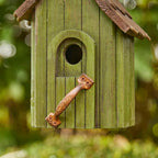 Glitzhome Birdhouses for Outdoors, Green Hand Painted Garden Wooden Bird House with Single Roof Hanging Bird House for Outside