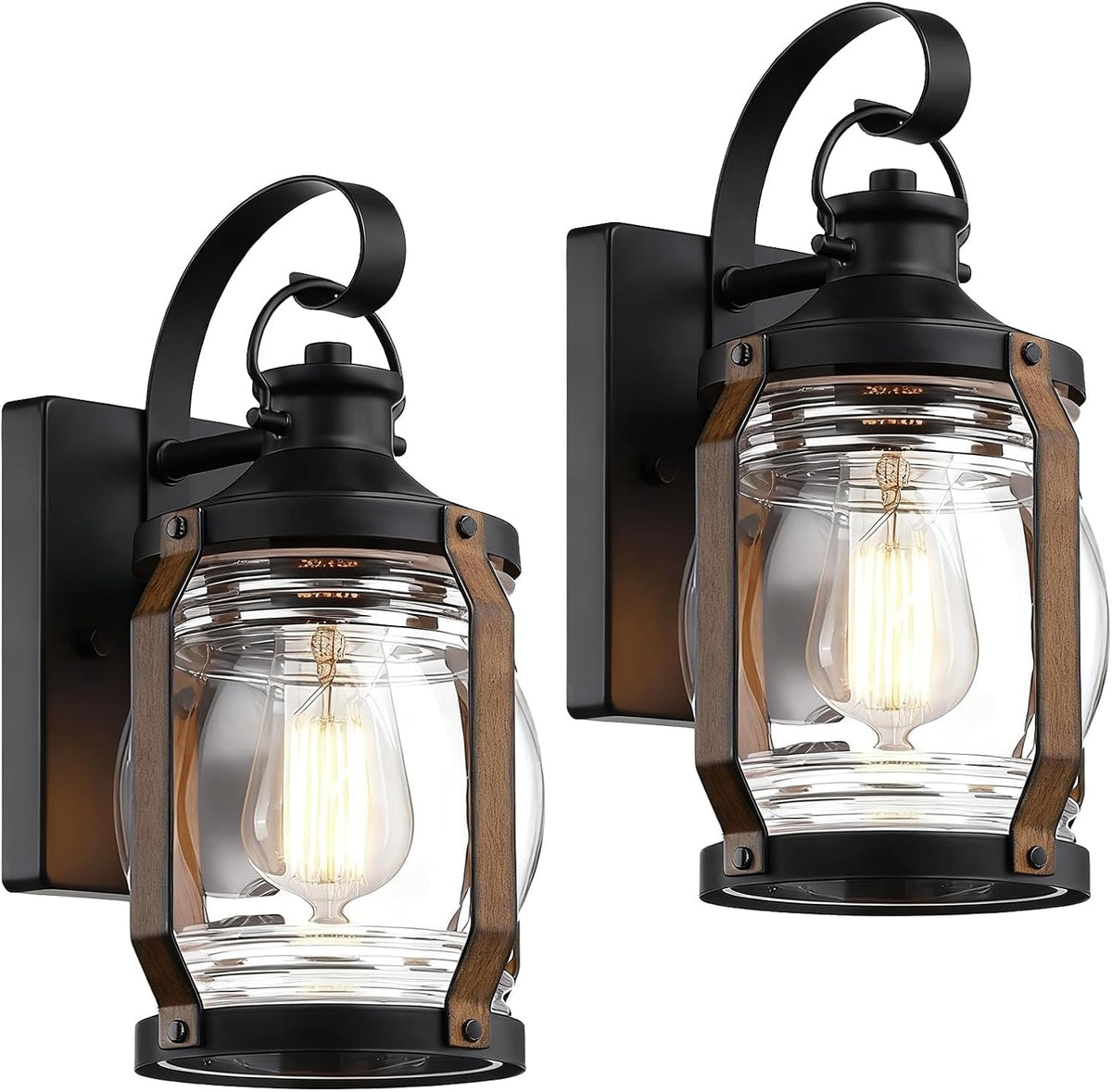 outdoor wall lantern lights, black exterior wall sconce, main product view