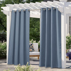 NICETOWN Blue Blackout Curtain for Patio Waterproof, Indoor Thermal Insulated Rustproof Grommet Durable Outdoor Window Drape Vertical Blinds for Yard/Porch, Stone Blue, 1 Panel, W52 x L95