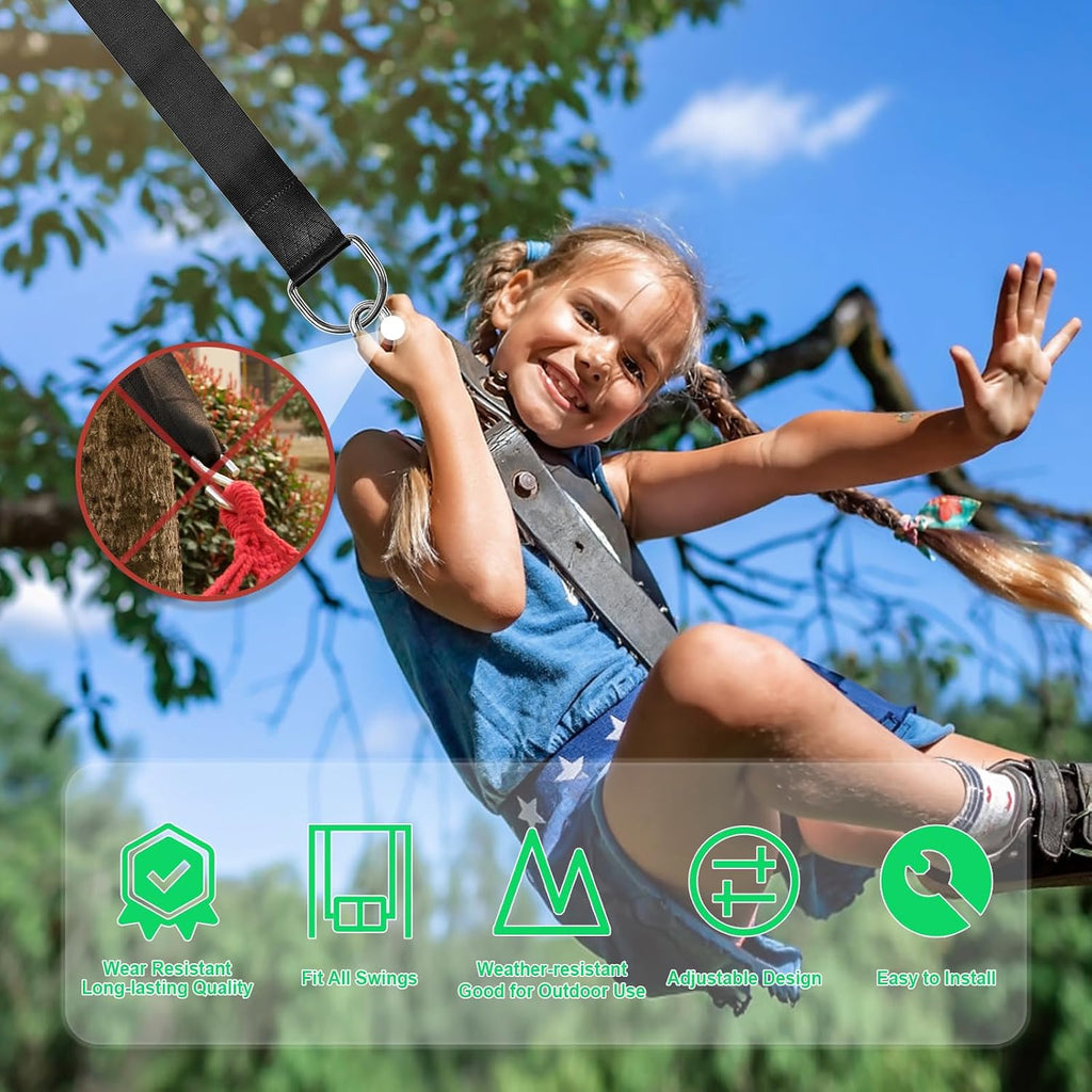 Tree Swing Hanging Straps Kit Holds 2200 lbs,5ft Extra Long Straps Strap with Safer Lock Snap Carabiner Hooks Perfect for Tree Swing & Hammocks, Carry Pouch Easy Fast Installation (5 ft)