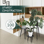 Uneedem Indoor Plant Stand Wood Mid Century Plant Stand for Indoor Plants, Modern Plant Table, 20.5" Tall Plant Holder Stand for Flower Pots, Small Round Side Table, Black