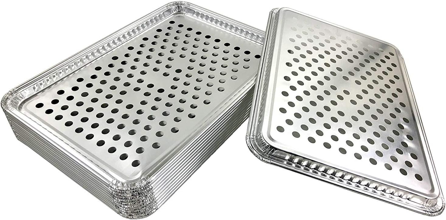 Pactogo 16" x 11" Aluminum Foil BBQ Gourmet Grill Topper Pan (Pack of 12)