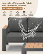 Aluminum Outdoor Patio Furniture Set 11 Seats, Outdoor Sectional Corner Sofa Set, Patio Conversation Sets with Washable Thick Cushions & Coffee Table for Porch, Yard, Garden, Deck, Graphite