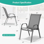 Patio Chairs Set of 4, All Weather Breathable Stackable Outdoor Dining Chairs with High Back and Wide Seat, Easily Set Up Outdoor Chairs Set of 4 with Metal Frame for Backyard Garden Pool, Grey
