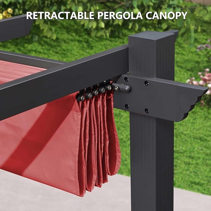 Pergola Shade Cover Replacement Canopy Top Compatible with 10 X 10 ft 6-Bar Pergola Frames - Red (Canopy Size 116" W x 95" L, Canopy Top Only)