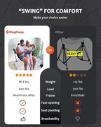 KingCamp Hammock Chair with Footrest – Heavy Duty Swinging Rocking Camping Chairs for Adults up to 400lbs, Folding Portable Oversized Rocker with Cup Holder & Pillow for Outdoor Beach Lawn RV Sports