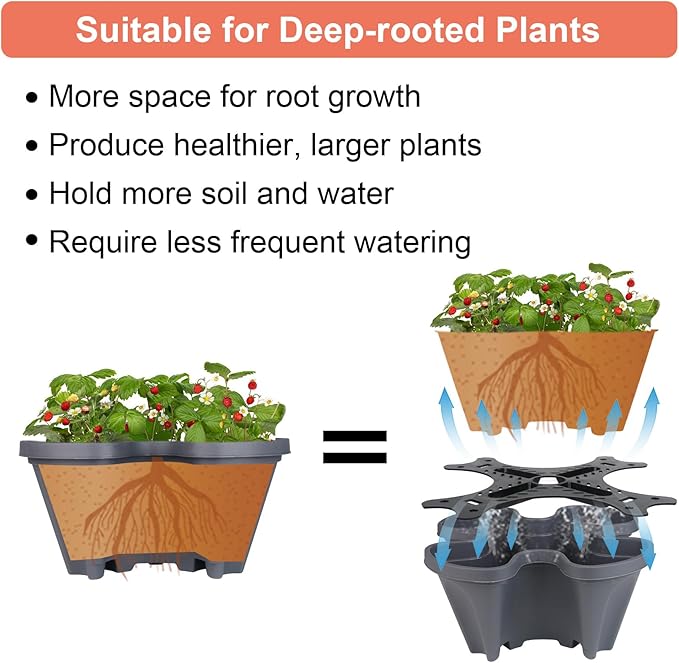 GameXcel Vertical Planter 7 Tier Stackable Planters Garden Planters Strawberry Herb Flower and Vegetable Planter Indoor Outdoor Gardening Pots with Removable Wheels and Tools - Dark Gray