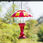 Beserie Hummingbird Feeder Umbrella Cover 14" with Ant Moat Big RedYellow | Dome Shade Weather Rain Guard, Hanging Squirrel Baffle for Bird feeders, Anti Sun/Snow/Ants Keep Nectar/Seed Fresh 3 Hooks