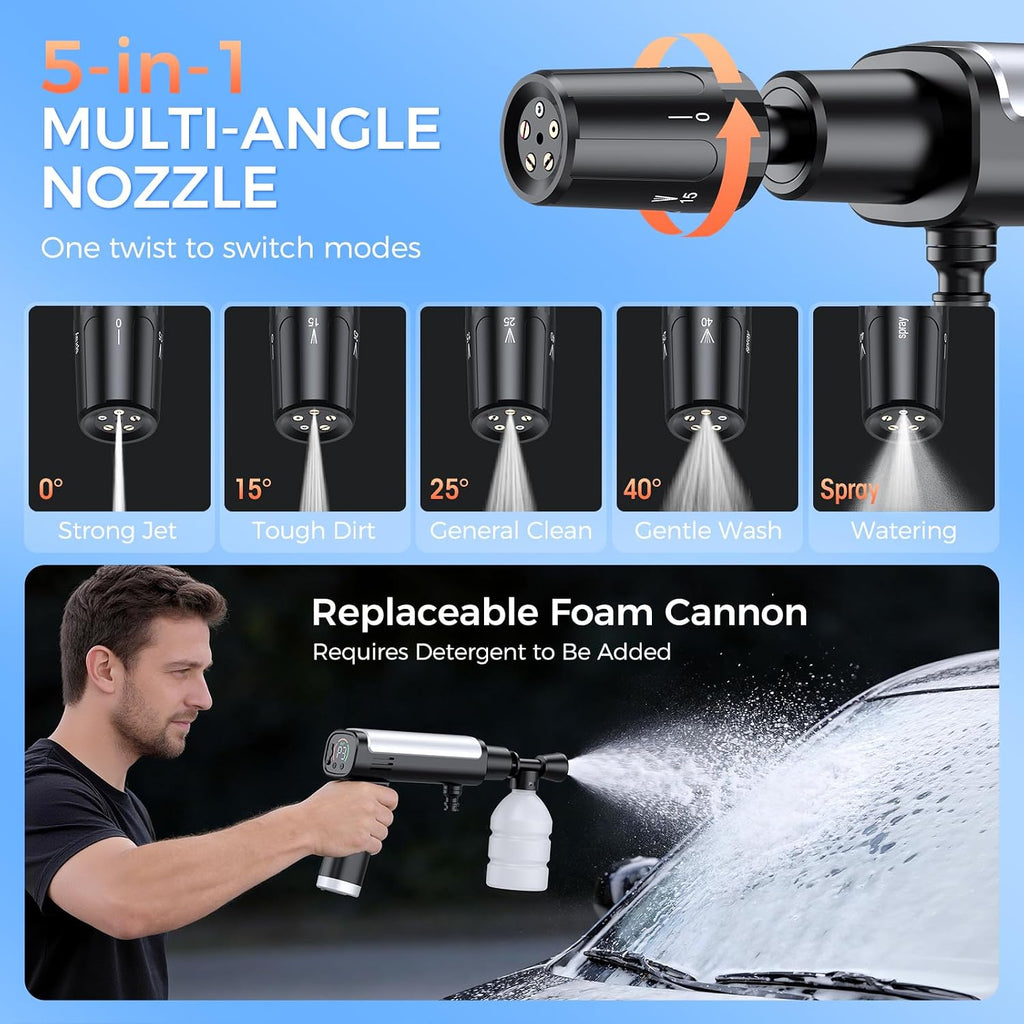 foldable pressure washer,handheld built-in battery power washer, side view